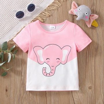 Cute Pink Elephant Graphic Tee